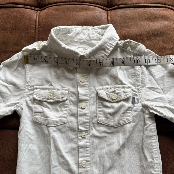 All kids items 5/$25 Juniors Off White Button-Up Corduroy Shirt - Picture 6 of 9
